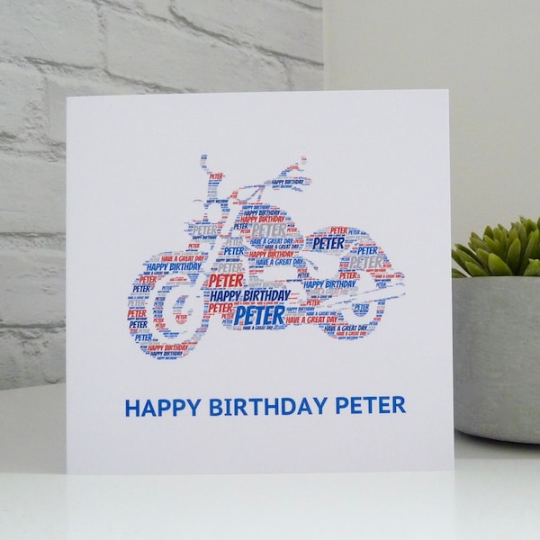 Personalised Motorbike Birthday Card, Motorbike Father's Day Card, Personalised Card, Motorcycle Card, Personalised Birthday Card