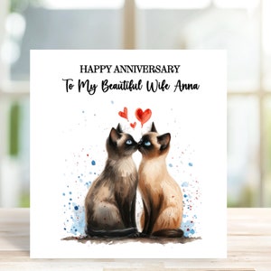 Personalised Cat themed Anniversary Card, Cats in Love Anniversary Card, Anniversary Card for Wife, husband, friends