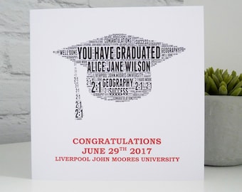 Personalised Graduation Card, Personalised Card, Personalised Word Art Card, Special Card, Graduation Card