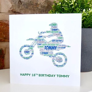 Personalised Motocross Birthday Card, Motocross Card, Trials Bike Birthday Card, Personalised Birthday Card