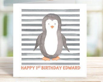 Pinguin Grußkarte, Geburtstagskarte, Pinguin Geburtstagskarte