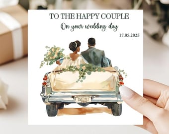 Personalised Black Couple Wedding Card, Personalised Happy Couple Wedding Card, Wedding Car card for bride and groom, black wedding card