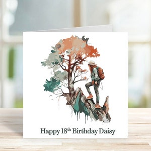 Personalised Female Hiking Birthday Card for Daughter, Granddaughter, Auntie, Wife, Sister, Friend, Hiking Card image 1
