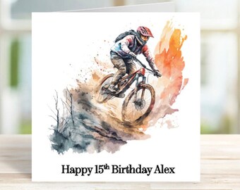 Personalised Mountain Biker Birthday Card for Son, Daughter, Grandson, Uncle, Husband, Brother, Friend, Mountain Biker Card