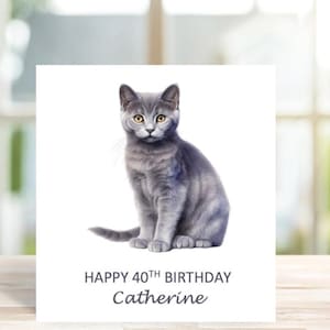 Personalised Cat Birthday Card, Kitten Birthday Card, Cute cat birthday card