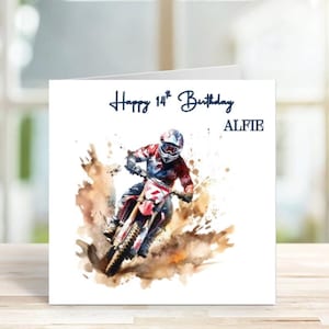 Personalised Motocross Birthday Card for Son, Grandson, Uncle, Husband, Brother, Friend, Motocross Card