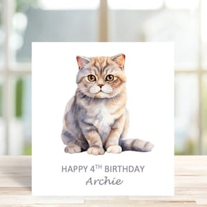 Personalised Cat Birthday Card, Kitten Birthday Card, Cute cat birthday card