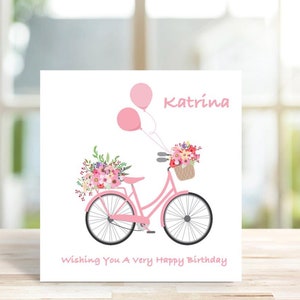 Personalised Bicycle Greeting Card, Birthday Card, Personalised bicycle birthday card