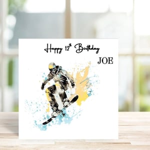 Personalised Snowboarder Birthday Card for Son, Grandson, Uncle, Husband, Brother, Friend, Snowboarding Card