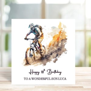 Personalised Mountain Biker Birthday Card for Son, Daughter, Grandson, Uncle, Husband, Brother, Friend, Mountain Biker Card