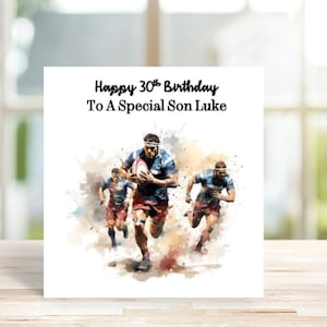 Personalised Rugby Card, Personalised Rugby Player Birthday Card, Card for son, grandson, brother, husband