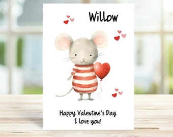 Personalised Mouse Valentines Card, Mouse Card, Card for husband, Card for boyfriend, Card for wife, card for girlfriend, Valentines Card