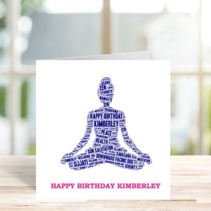 Personalised Yoga Card, Personalised Birthday Card, Personalised  Card, Yoga Card