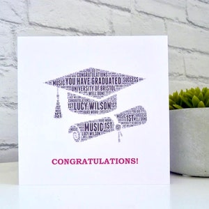 Personalised Graduation Card, Personalised Diploma & Mortar Board Card, Personalised Graduation Print, Mortar Board Print