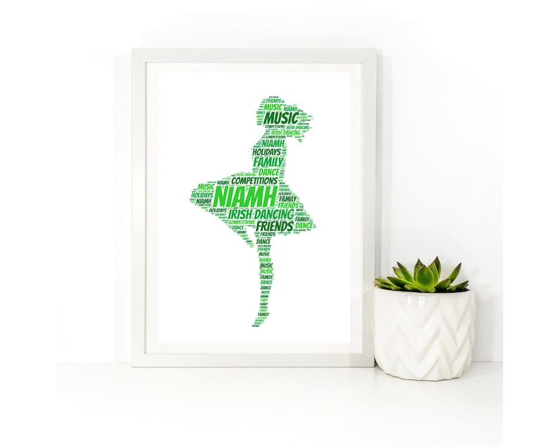 Personalised Irish Dancer Print, Word Art Print, Unframed Print, Personalised Print, Irish Dancer Print image 1