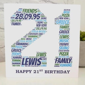 Personalised 21st Birthday Card , 21st Card, Special Card, Personalised Birthday Card, 21st Birthday Card