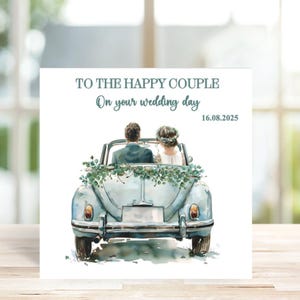 Personalised Happy Couple Wedding Card, Personalised Wedding Card, Wedding Car card for bride and groom, wedding card