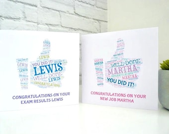 Personalised Congratulations Card, Personalised Exam Congrats Card, New Job Card, Congratulations Card