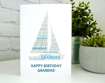 Personalised Yacht Card, Personalised Sailing Birthday Card, Personalised Father's Day Card, Sailboat Fathers Day Card