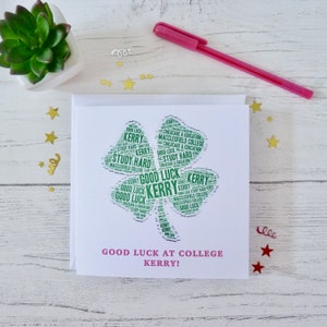 Personalised Good Luck at University Card, Personalised Good Luck at College Card, Good Luck Card, Special Card, Four Leaf Clover Card image 2
