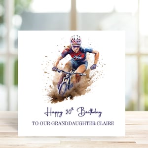 Personalised Female Cycling Birthday Card for Daughter, Granddaughter, Auntie, Wife, Sister, Friend, Female Mountain Biker Birthday Card,