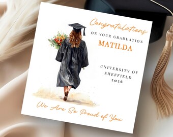 Personalised Graduation card, Congratulations On Your Graduation card, Personalised Female Graduation Card, girl graduation card