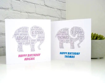 Personalised Elephant Card, Personalised Elephant Birthday Card, Personalised  Card, Elephant Card