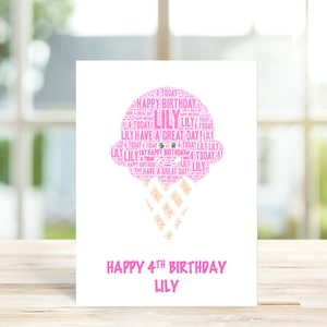 Personalised Ice Cream Birthday Card , Personalised Birthday Card,  Ice Cream Card, Personalized Birthday Card