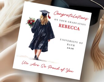 Personalised Graduation card, Congratulations On Your Graduation card, Personalised Female Graduation Card, girl graduation card