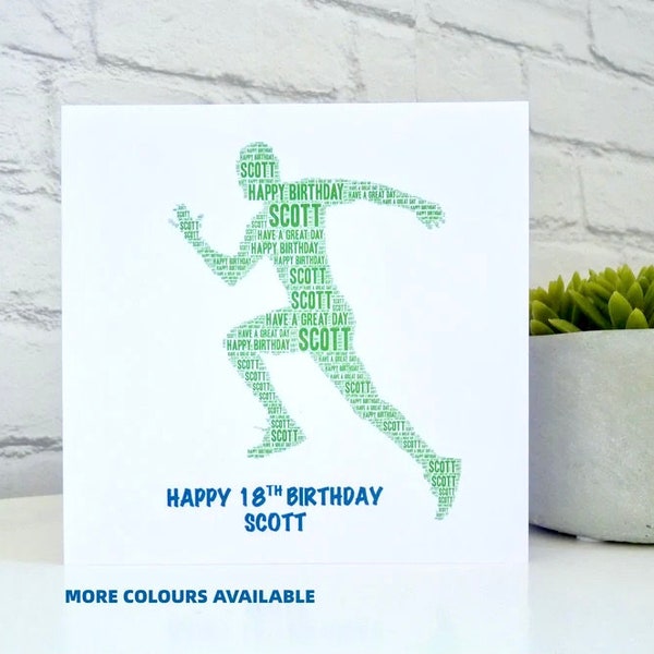 Personalised Male Runner Card, Personalised Birthday Card, Personalised  Card, Runner Card