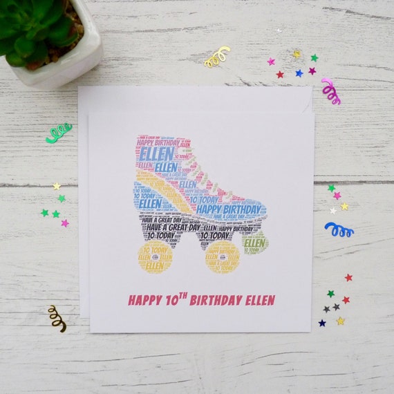 10th Birthday Girl on Skates Card