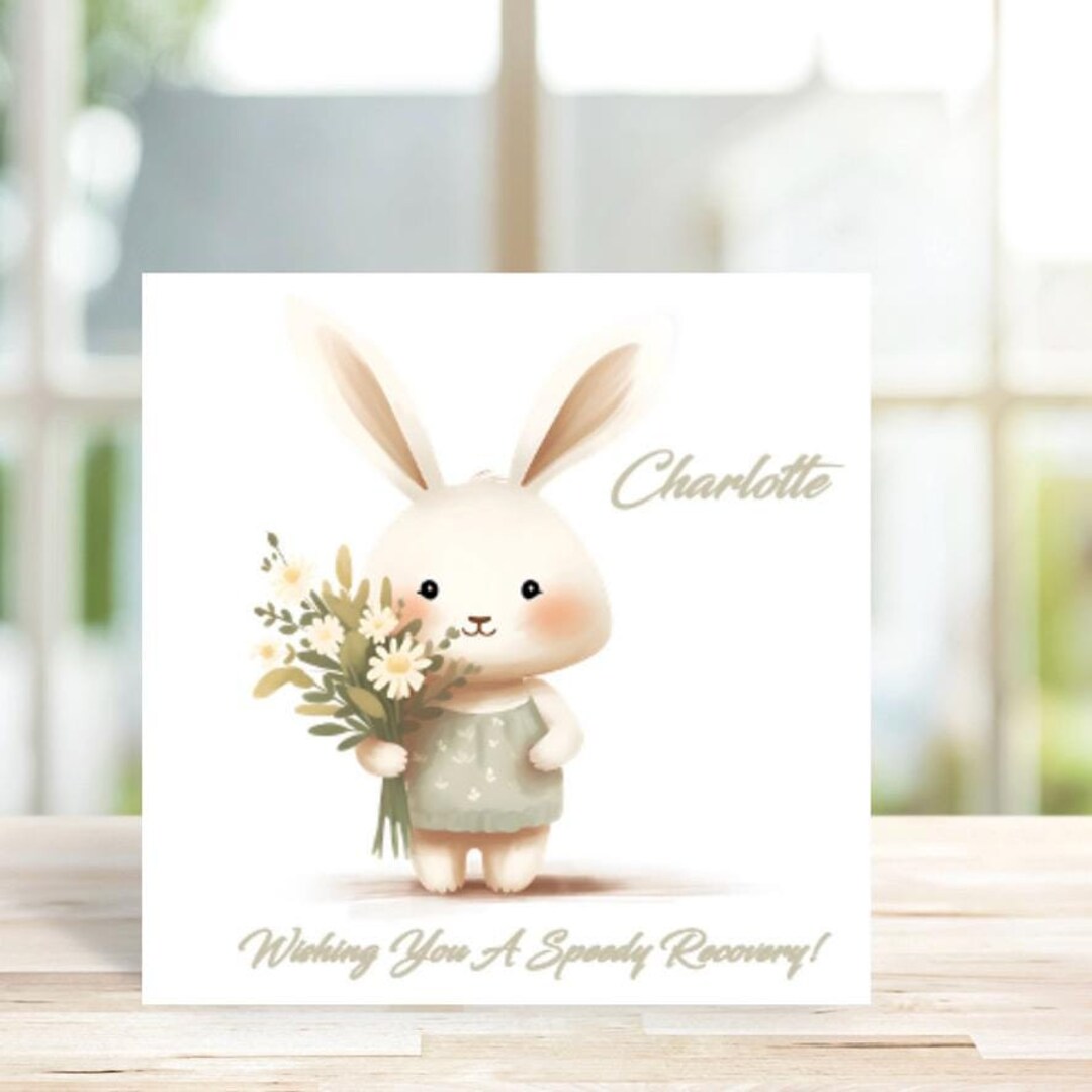 Get Well Soon Rabbit Personalised Get Well Card, Bunny Card, Get Well Soon Card ...