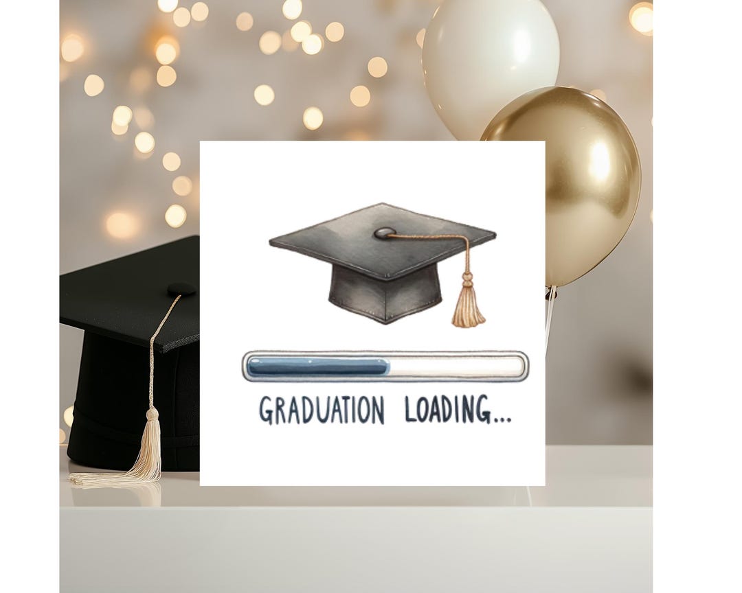 Graduation Card, Graduation Loading Card, Mortar Board Hat Card, Grad ...