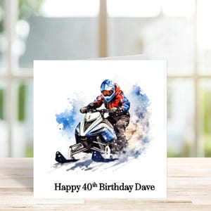 Personalised Snowmobile Card, Personalised Skidoo Birthday Card, Snowmobile Card Birthday Card, Card for son, grandson, brother, husband image 2