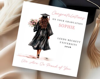 Personalised Graduation card, Congratulations On Your Graduation card, Personalised Female Graduation Card, girl graduation card