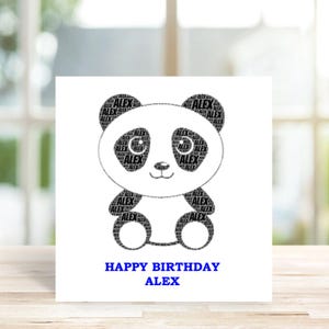 Personalised Panda Card, Personalised Birthday Card, Personalised  Card, Panda Card