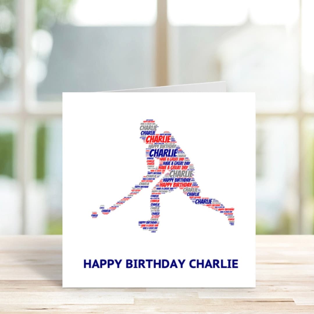 Personalised Hockey Player Birthday Card, Field Hockey Card