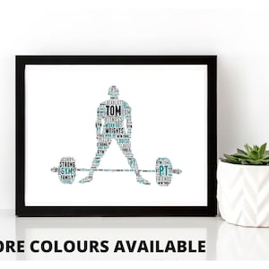 Personalised Mens Gym Fitness Unframed Print, Personalised Weightlifting Fitness Print,  Weightlifting print