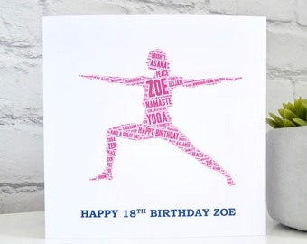 Personalised Yoga Card, Personalised Birthday Card, Personalised  Card, Yoga Card