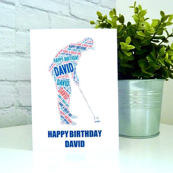 Personalised Golfer Card, Personalised Birthday Card, Golfer Fathers Day Card, Golfer Birthday Card, Golf Greeting Card