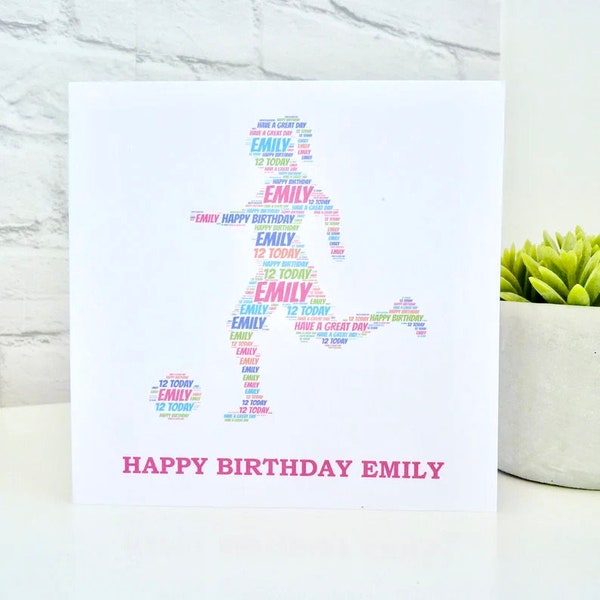 Personalised Girl Footballer Card, Personalised Girl Soccer Player Card, Personalised Football Coach Thank you Card, Soccer Player Card