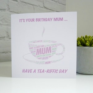 Personalised Mothers Day Tea Cup Card, Personalised Tea Cup Birthday ...