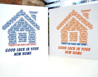 Personalised New Home Card, Housewarming Card, Word Art Card, New Home Card