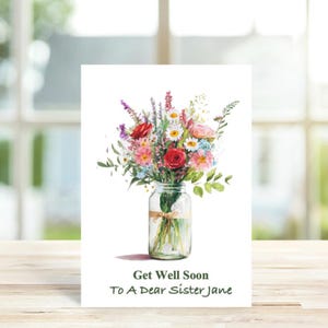 Personalised Get Well Card,Floral Get Well Soon Card, Get Well Soon Card, Personalised Card