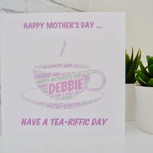 Personalised Mothers Day Tea Cup Card, Personalised Tea Cup Birthday ...