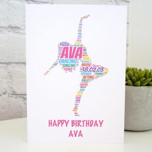Personalised Dancer Birthday Card , Personalised Dancer Card,  Dancer Card, Personalised Birthday Card