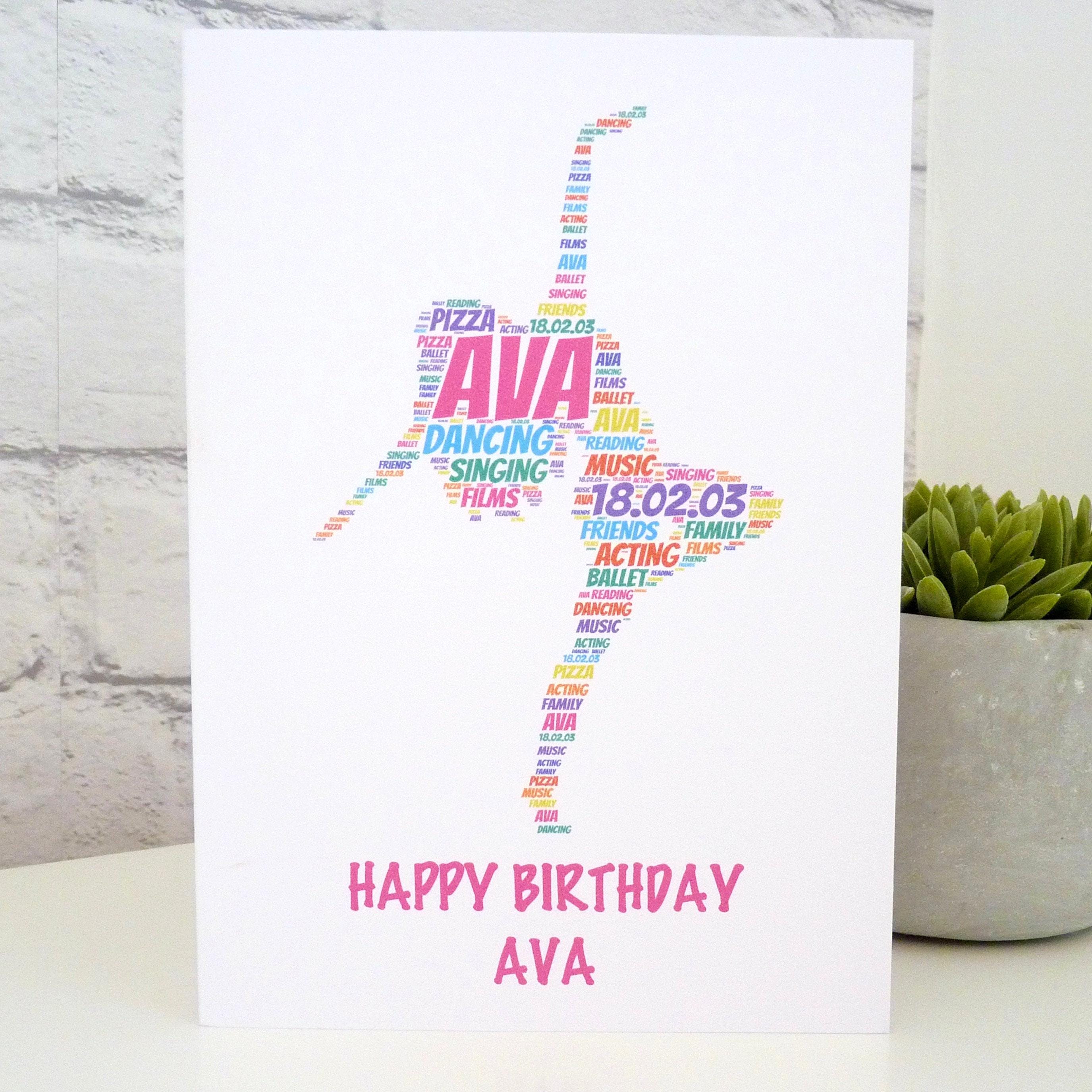 Personalised Dancer Birthday Card , Personalised Dancer Card,  Dancer Card, Personalised Birthday Card