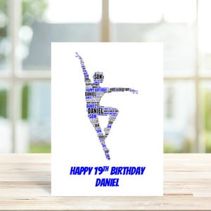 Personalised Male Dancer 2 Card, Personalised Birthday Card, Boy Dancer Card, Dance Birthday Card,