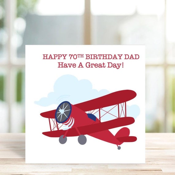 Biglietto di auguri di compleanno aereo aereo personalizzato A5 con qualsiasi nome pl25
