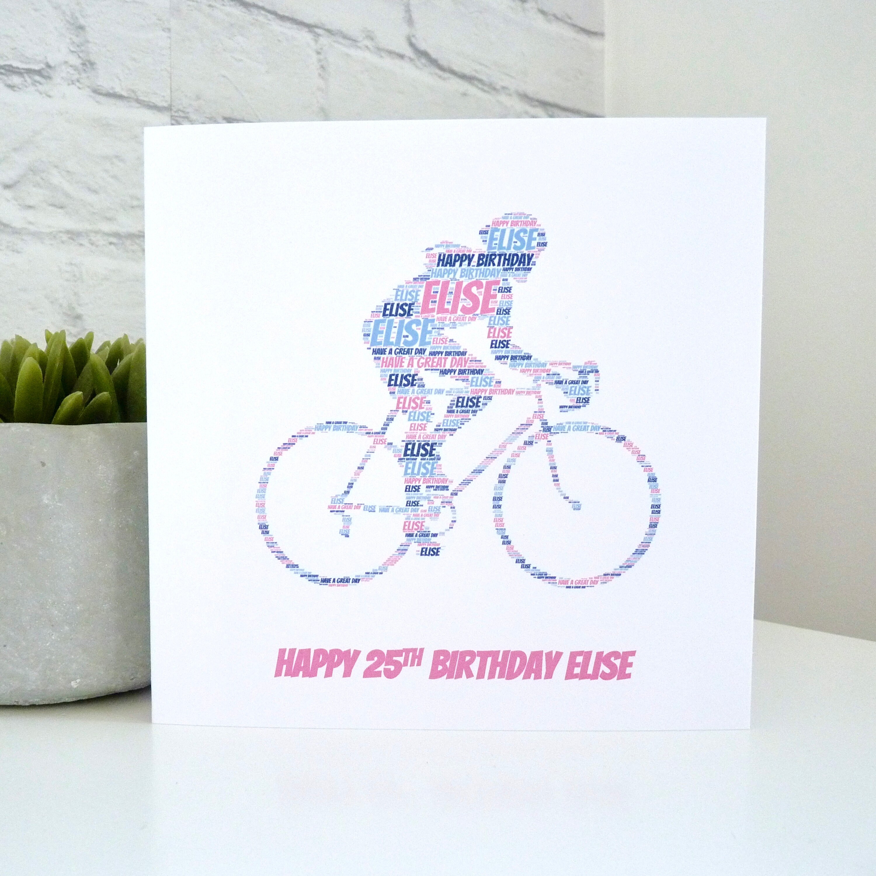 Greeting Cards Personalized Cyclist Birthday Card Custom Bicycle Happy